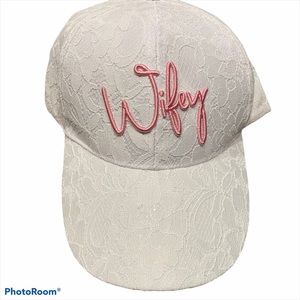 Wifey White Lace Bridal Hat EUC